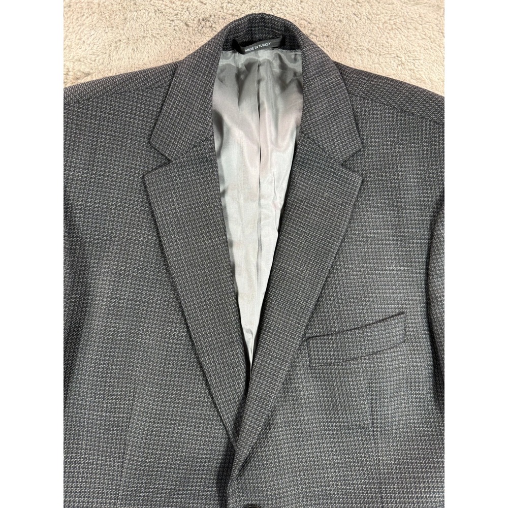 HUGO BOSS Men's Charcoal Micro Check‎ Two Button Blazer Sport Coat Size 44R Wool - Picture 14 of 14